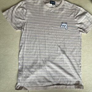 Ripndip Beige and Light Gray Striped Tee